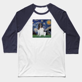 Starry Night Adapted to Include a Newfoundland Landseer Baseball T-Shirt